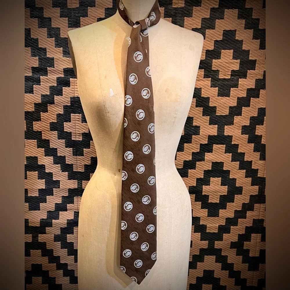 Vintage John Blair‎ brown horse tie equestrian western ranch country club 70s